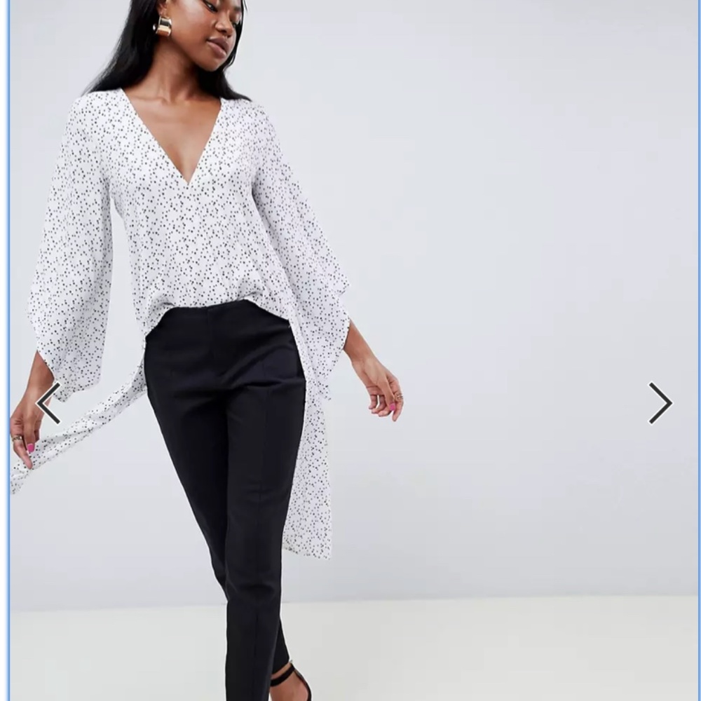 *ASOS Parallel Lines Wrap Front Top With Maxi Back In Fine Spot Print